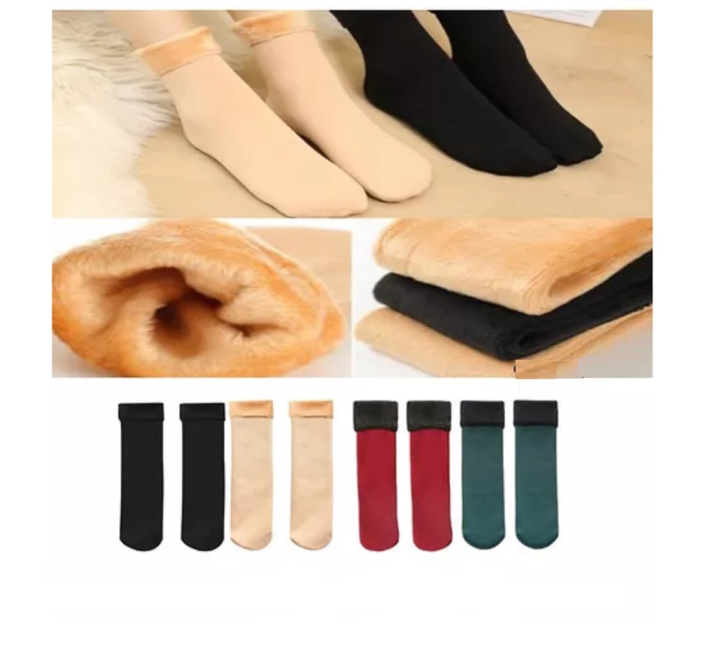 Calceta Térmica Mujer Calcetín Termico Forrada Docena 12 Pares