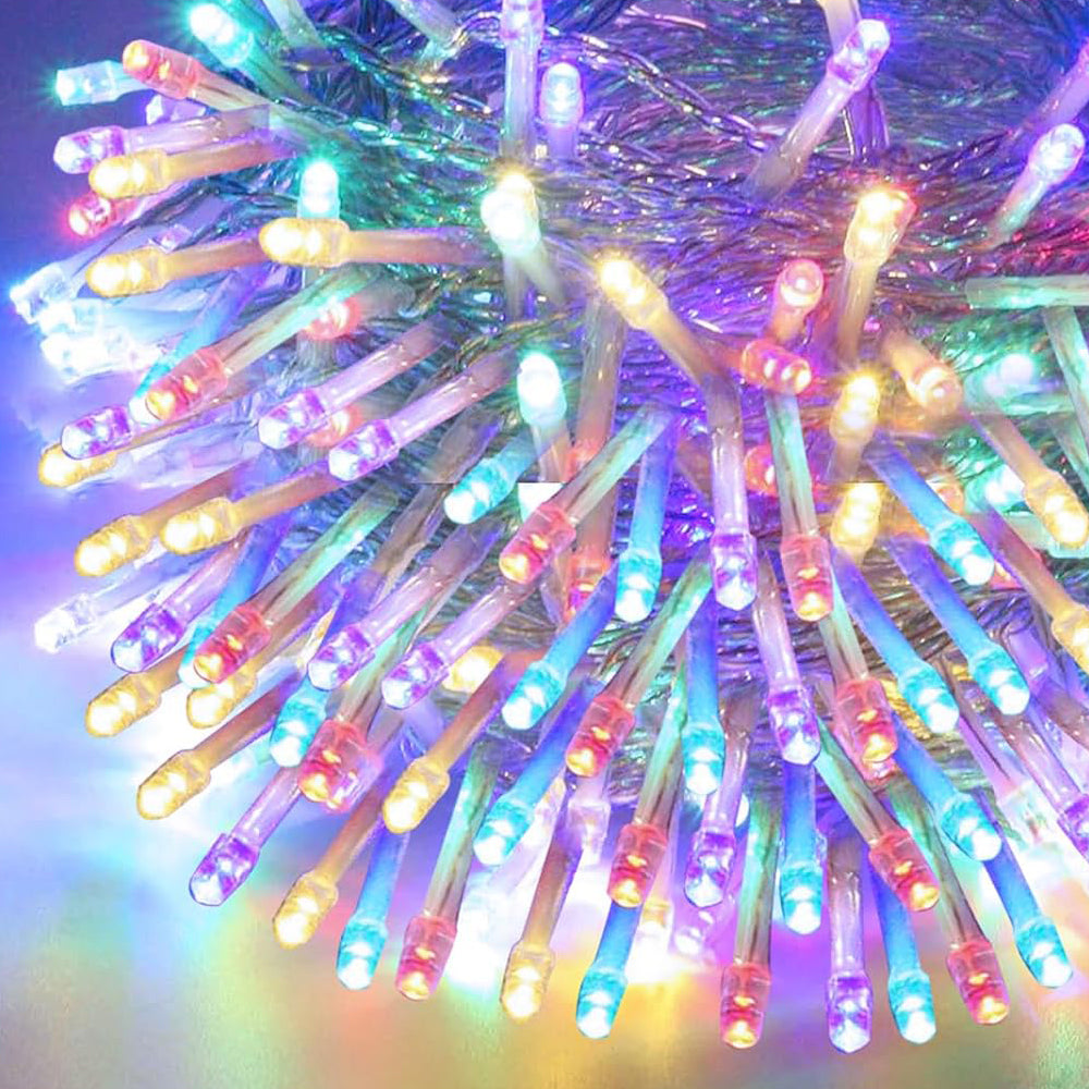 Luz Led 500 Luces Cable Transparente Multicolor y Calido Enchufe Hembra Eventos Guirnalda de 32 Metros