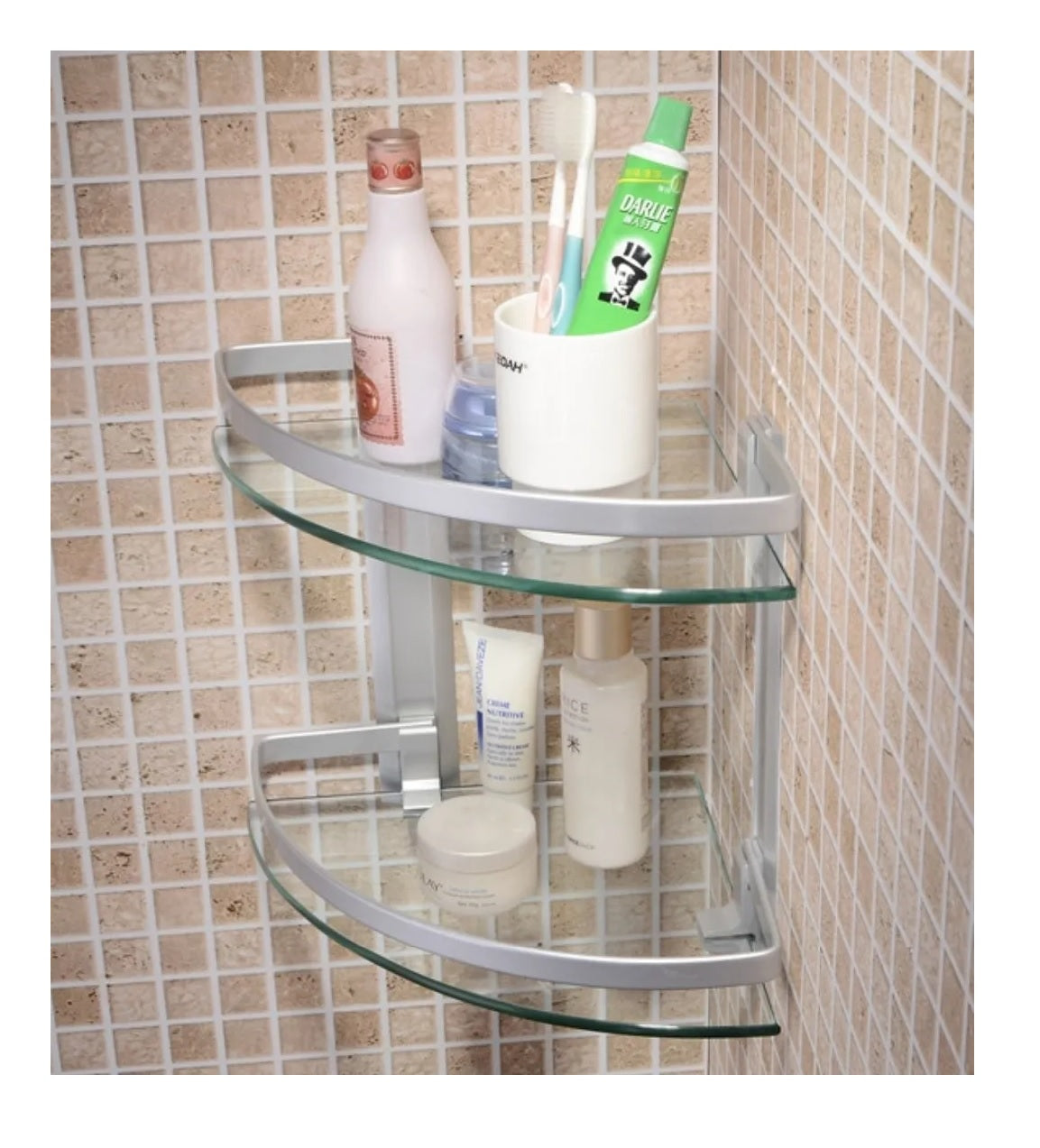 Esquinero Ducha Baño Organizador Doble 2 Repisas Vidrio Templado Aluminio