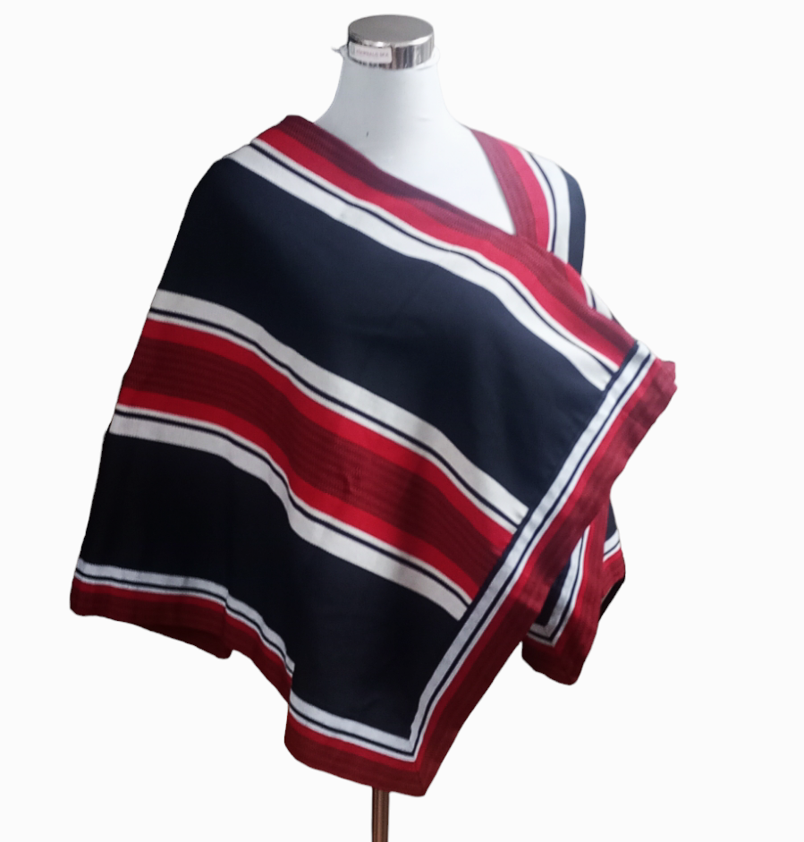 Manta Huaso Negro Rojo 130 x 90 Baile Cueca Poncho Juvenil Estatura 150 a 175