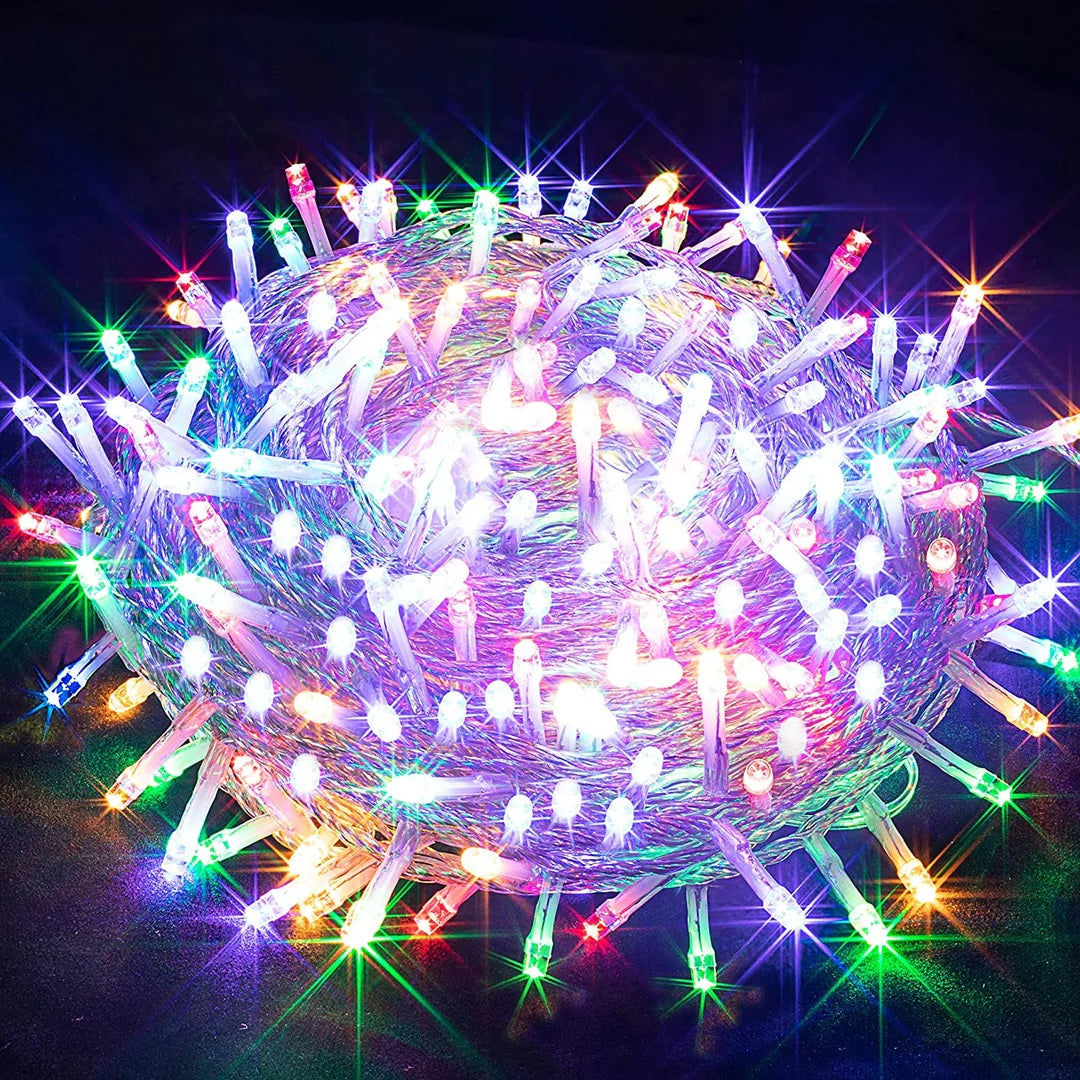 Luz Led 500 Luces Cable Transparente Multicolor y Calido Enchufe Hembra Eventos Guirnalda de 32 Metros