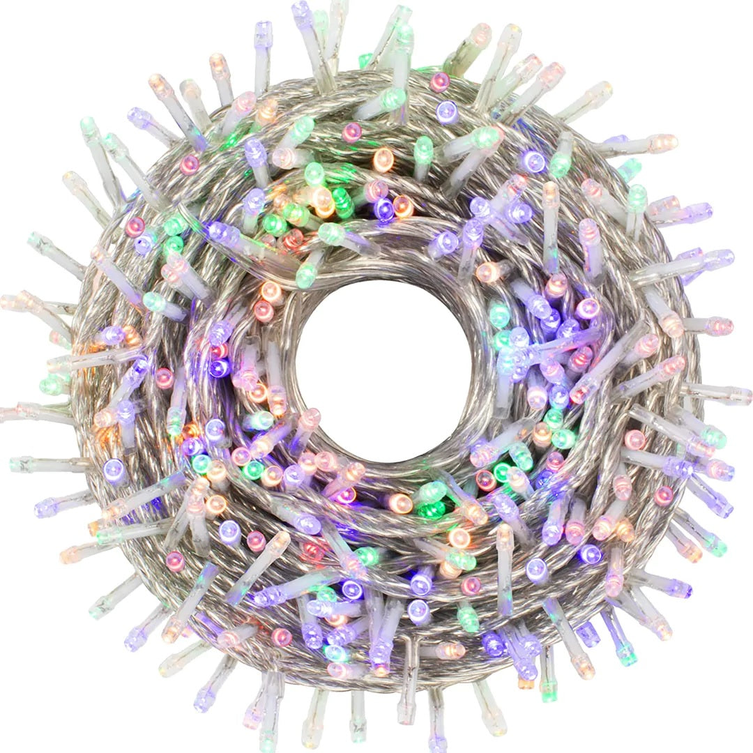 Luz Led 500 Luces Cable Transparente Multicolor y Calido Enchufe Hembra Eventos Guirnalda de 32 Metros