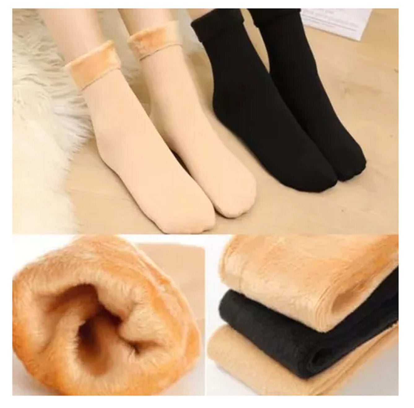 Calceta Térmica Mujer Calcetín Termico Forrada Docena 12 Pares