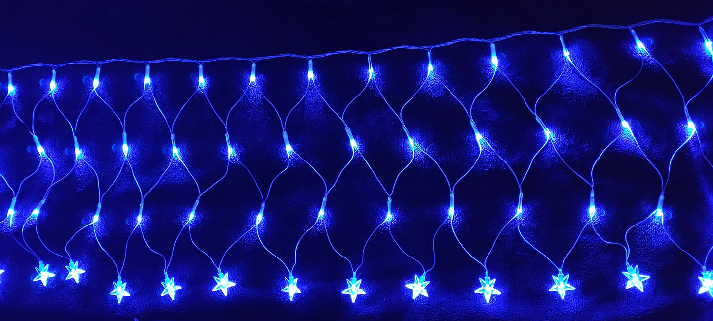 Cascada Malla Led Punta Estrella Cenefa Cubren 8.4 Mts Azul Eventos Navidad Boda