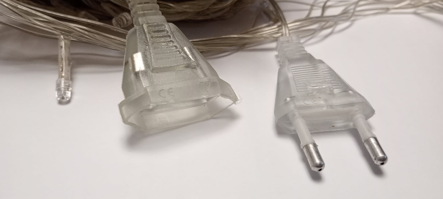 Luz Led 500 Luces Cable Transparente Multicolor y Calido Enchufe Hembra Eventos Guirnalda de 32 Metros