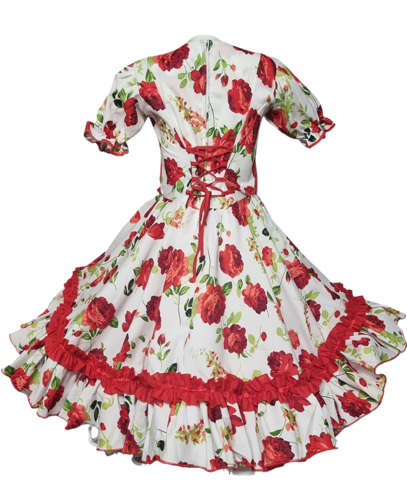 Vestido Huasa Niñas Juvenil Tallas 10 12 14 y 16 Blanco Rojo Huasita Chinita