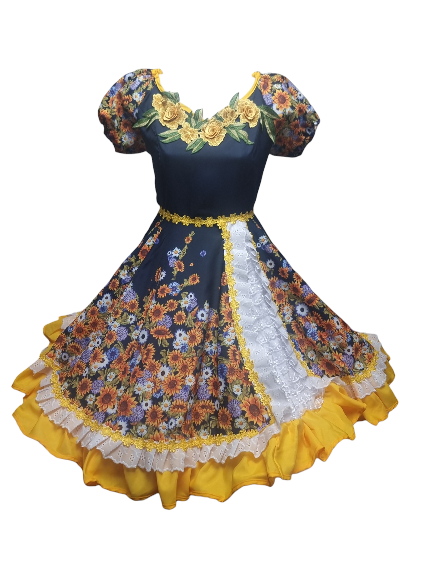 Vestido Huasa China Mujer Adulto Tallas S, M, L, XL y 2 XL Azul Amarillo Envio Gratis