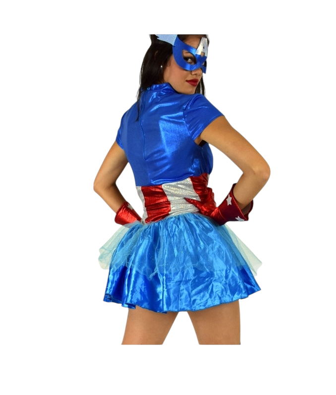 Disfraz Capitan America Niñas Capitana Super Calidad Tallas 4 A 14