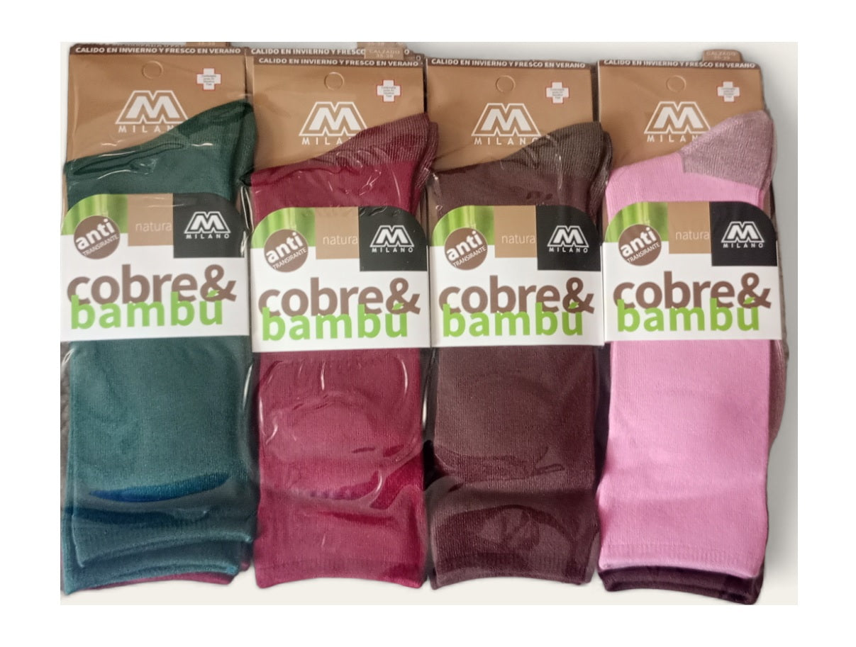 Calcetas Bambu Cobre Mujer Diabeticos Sin Costuras 6 Pares