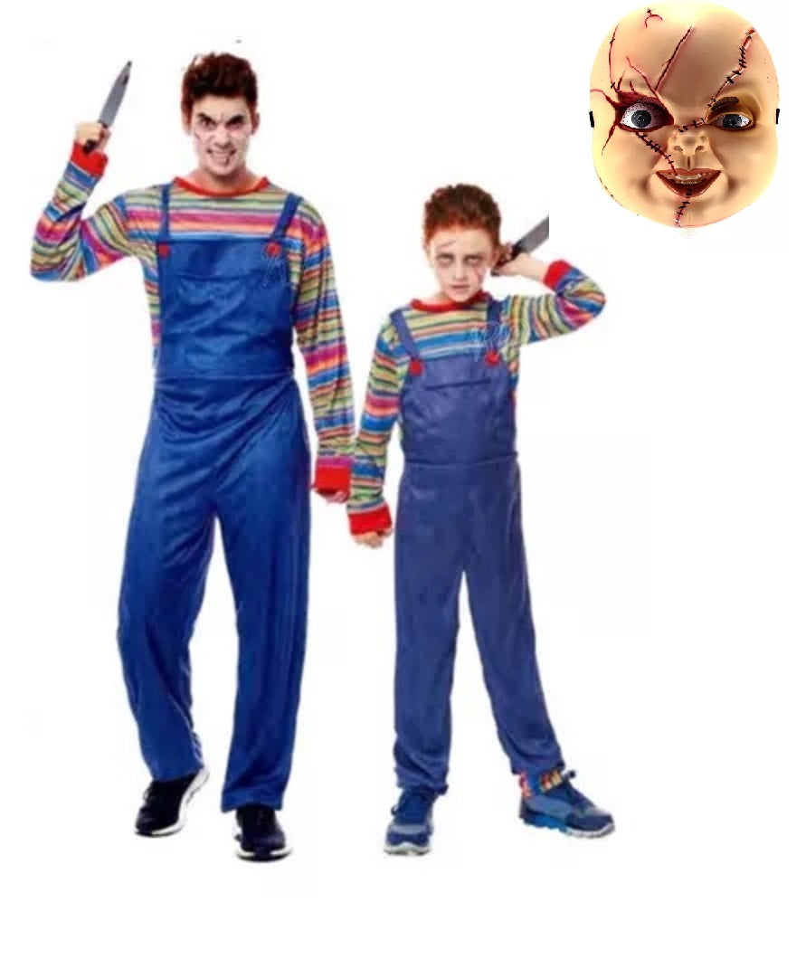 Disfraz Con Mascara Chucky Muñeco Diabólico Niños Juvenil Adulto Tallas 4 A XL Halloween