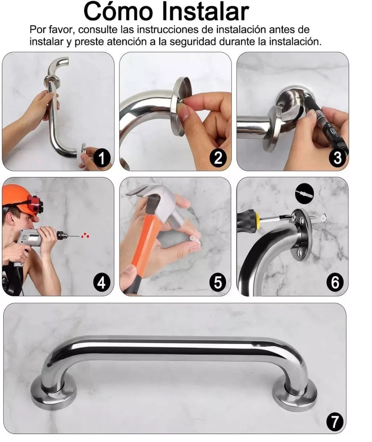 Barra Seguridad Baño Acero Inoxidable Manilla de Seguridad
