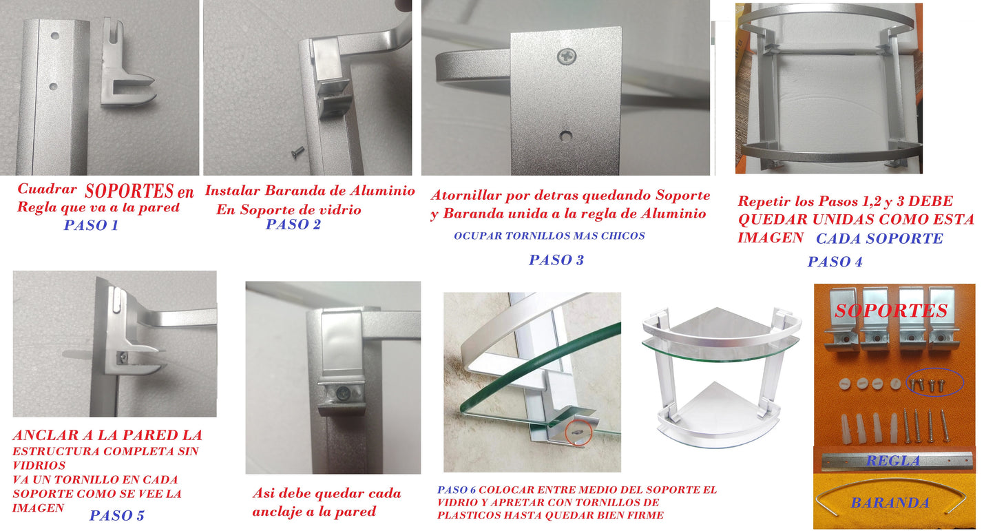 Esquinero Ducha Baño Organizador 3 Repisas Templado Aluminio