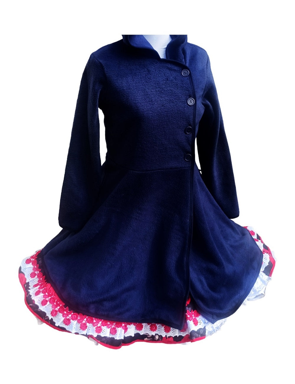 Abrigo Color Negro Vestido Huasa Cueca Juvenil Adulto S-M y L-XL