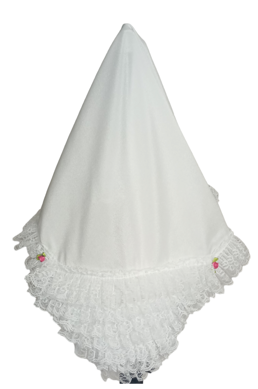 Pañuelo Cueca Mujer Fiestas Patrias Dama Blanco Con Encajes 50 X 50 CM