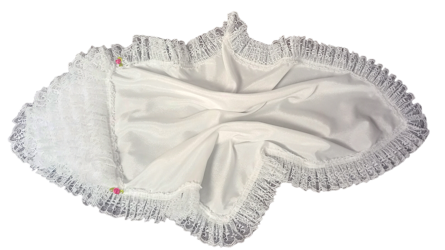 Pañuelo Cueca Mujer Fiestas Patrias Dama Blanco Con Encajes 50 X 50 CM