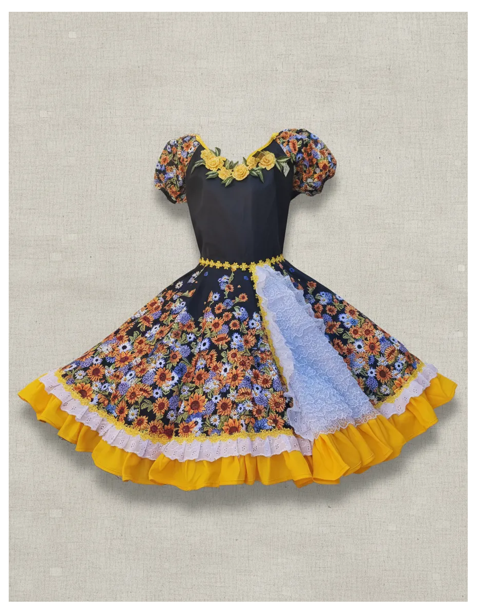 Vestido Huasa China Mujer Adulto Tallas S, M,  L,  XL y 2 XL Azul Amarillo Envio Gratis