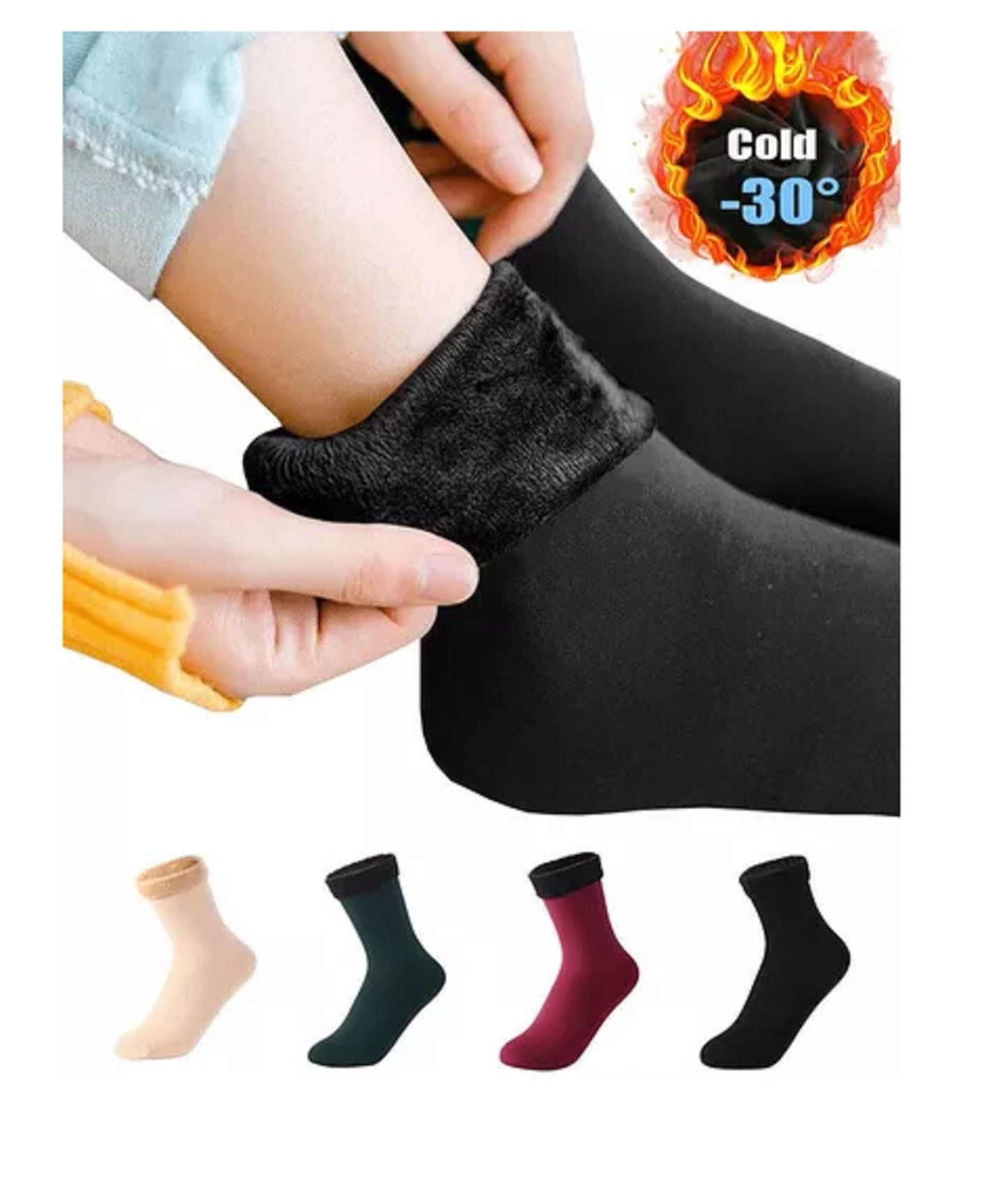 Calceta Térmica Mujer Calcetín Termico Forrada 6 Pares