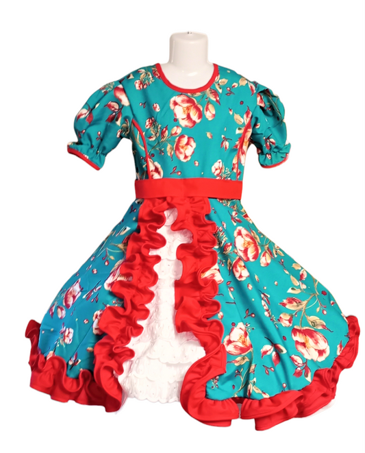 Vestido Huasa China Niña Verde Esmeralda  Tallas 8 OFERTA