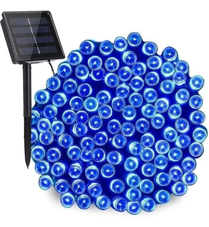 Guirnalda Solar De 200 Luces Led Navidad Decoración Navideña Multicolor, Azul y Blanco Frio