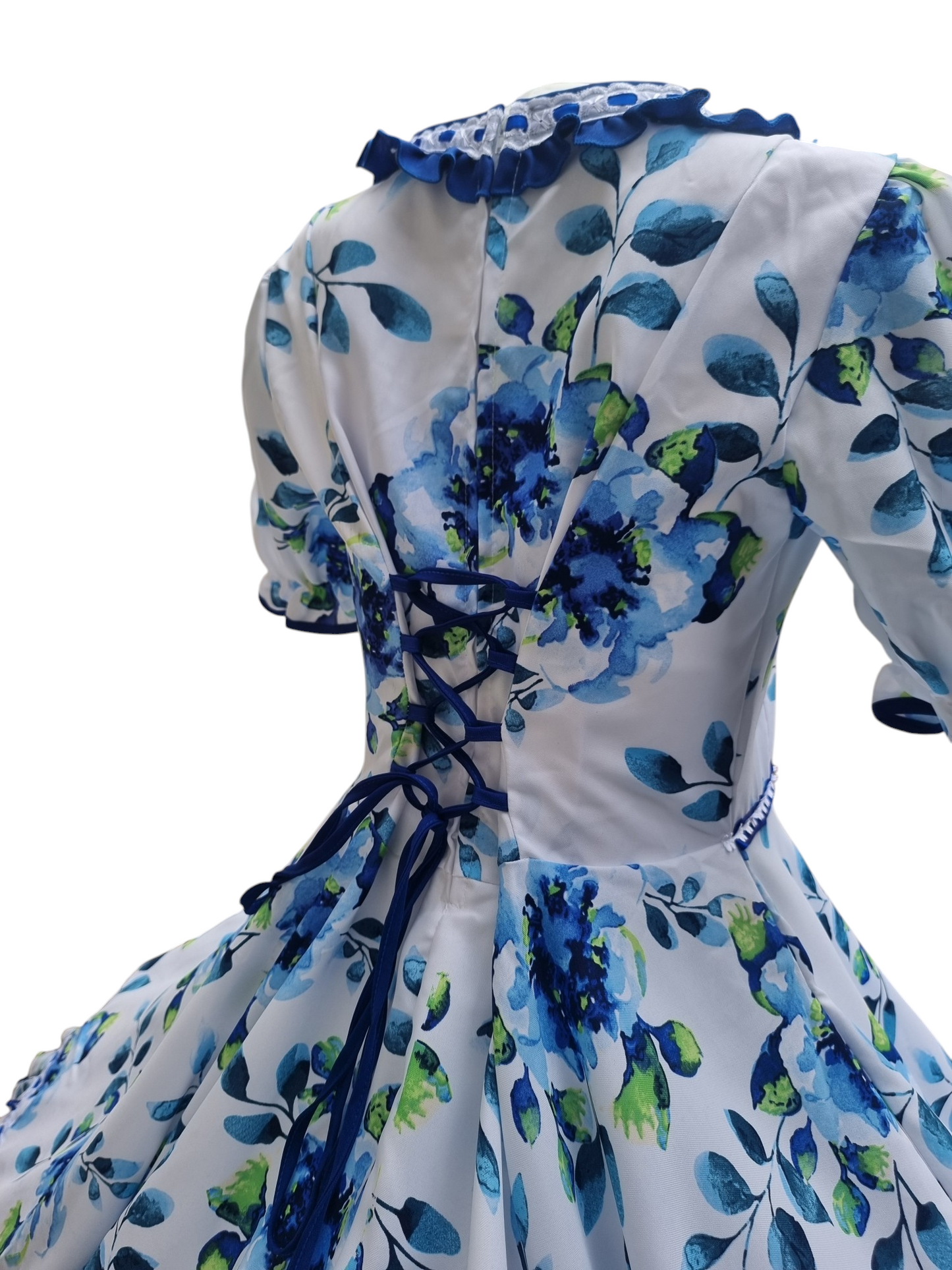 Vestido Huasa Niñas Tallas  12 14 y 16 Juvenil Blanco Azul Huasita Chinita