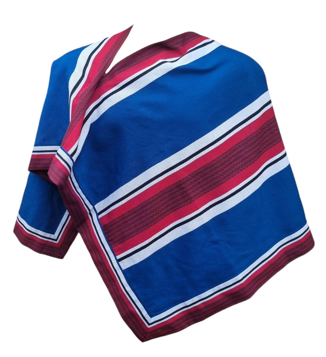 Manta Huaso Azul Electrico 130 x 90 Baile Cueca Poncho Juvenil Estatura 150 a 175