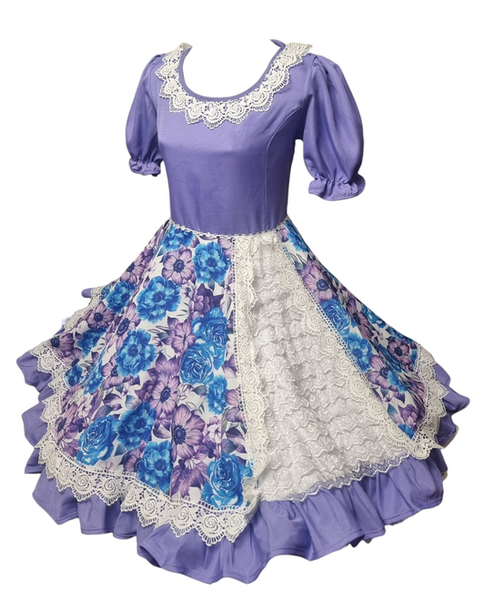 Vestido Huasa Niñas Tallas 2, 4, 6 y 8 Color Lila Huasita Chinita