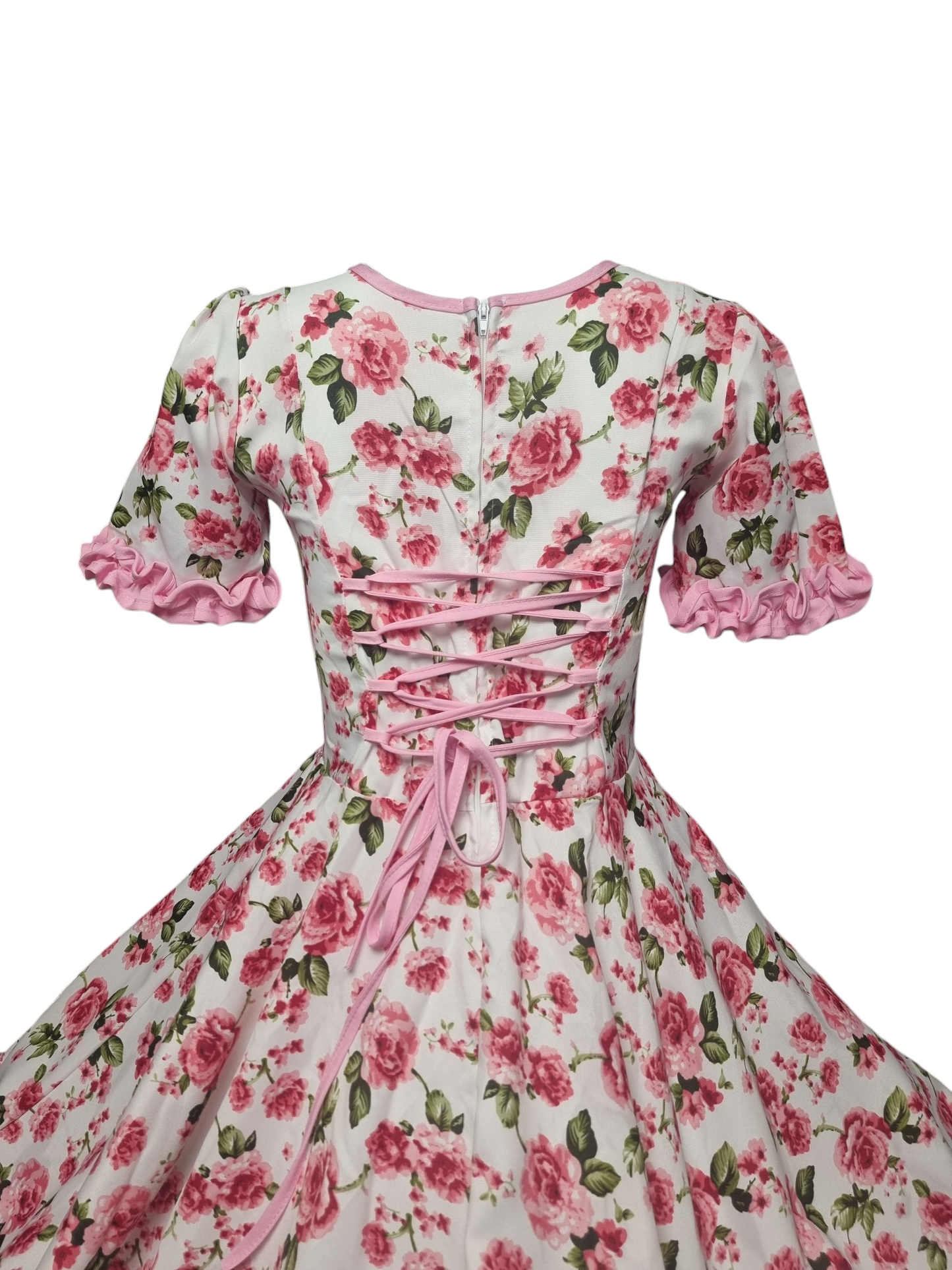 Vestido Huasa Niñas Tallas 10, 12 14 y 16 Juvenil Blanco Rosado Huasita Chinita