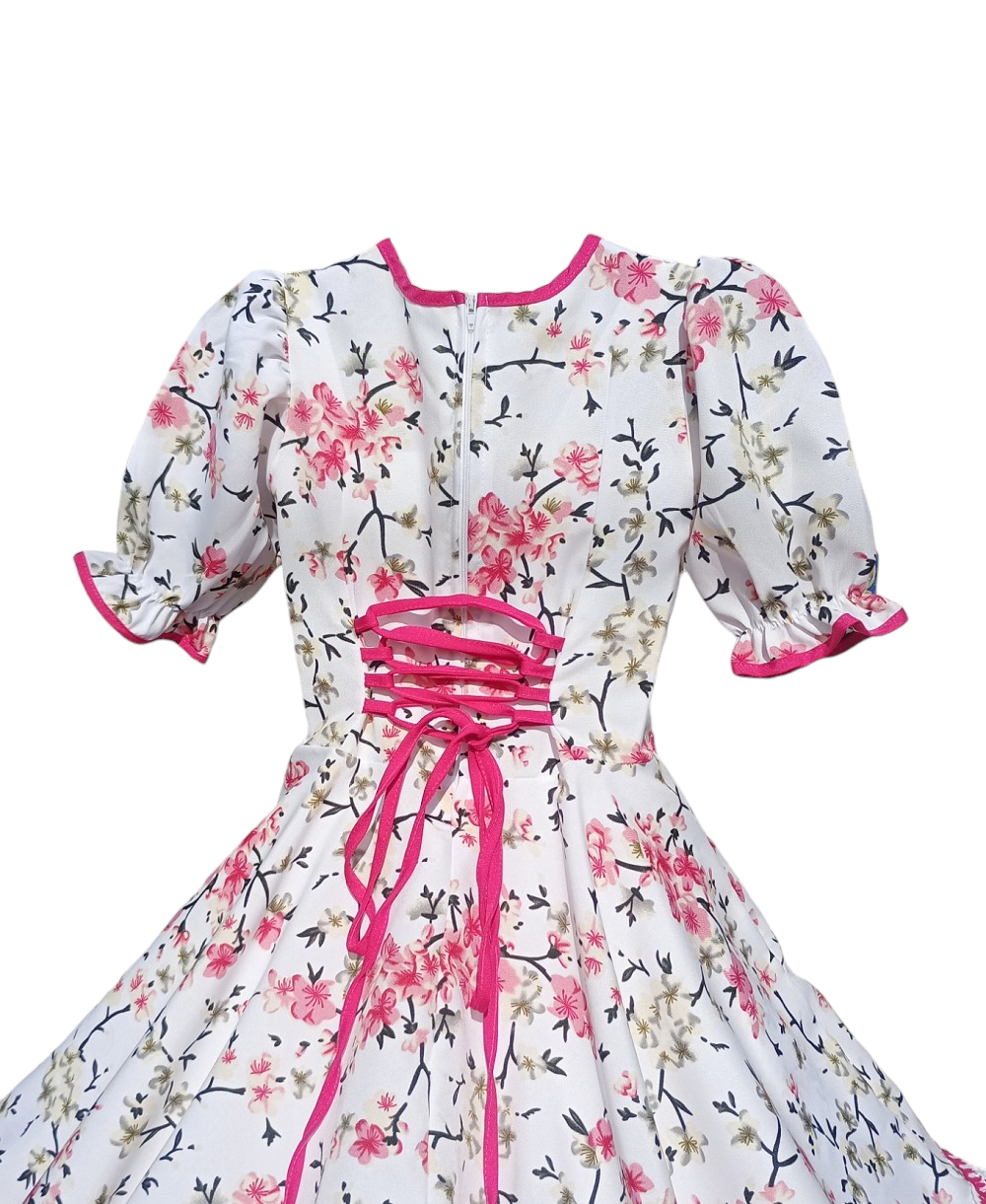 Vestido Huasa Niñas Tallas 6, 8, 10 y 12 Juvenil  Fucsia Huasita Chinita