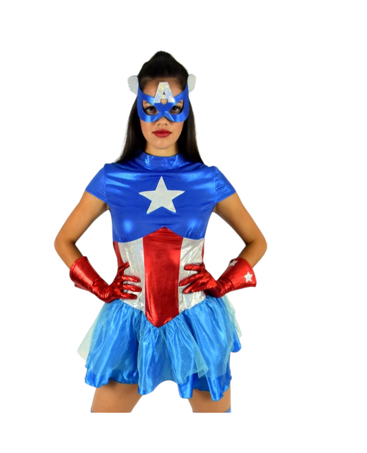 Disfraz Capitan America Niñas Capitana Super Calidad Tallas 4 A 14