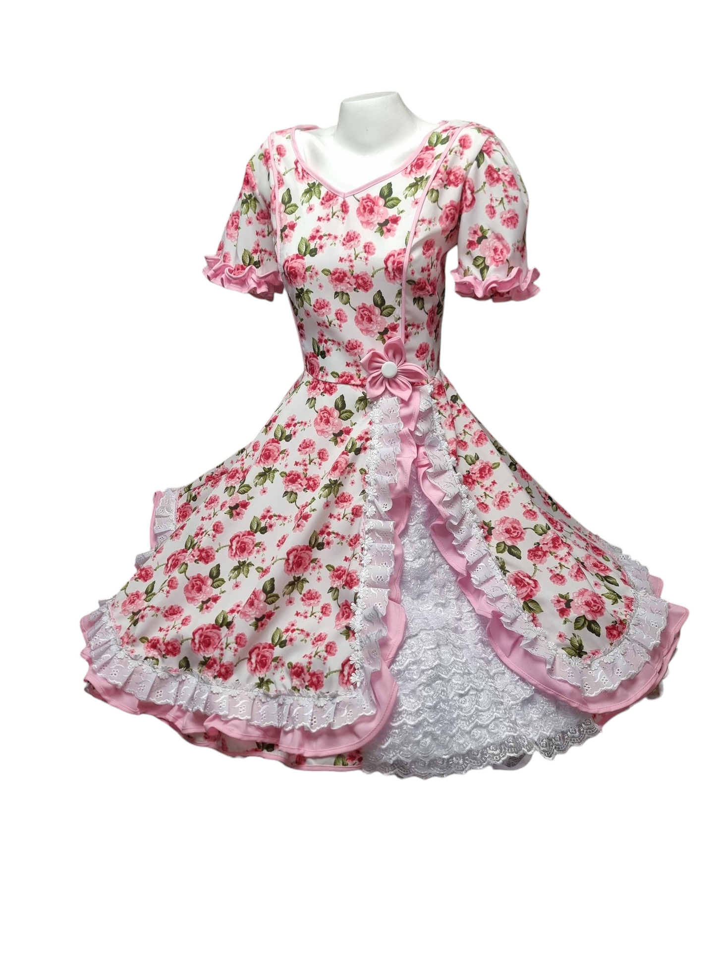 Vestido Huasa China Mujer Juvenil  Adulto Tallas S, M,  L,  XL y 2 XL Rosado