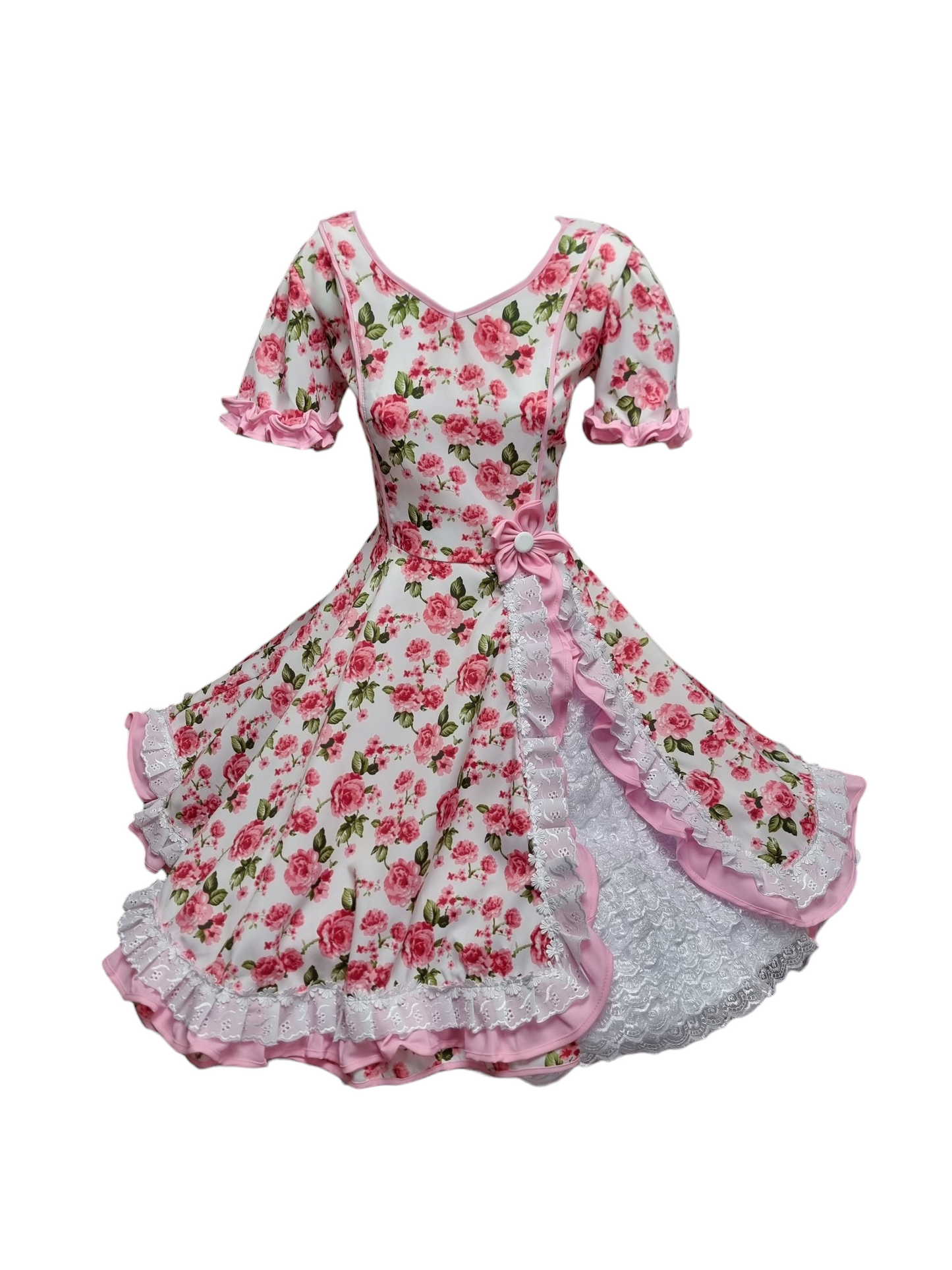 Vestido Huasa China Mujer Juvenil  Adulto Tallas S, M,  L,  XL y 2 XL Rosado