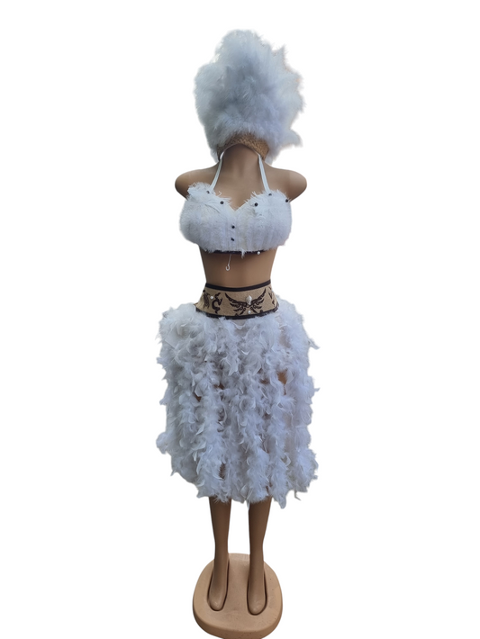 Traje Tipico Pascuense Mujer Juvenil Tallas S M y L De Plumas Blanco