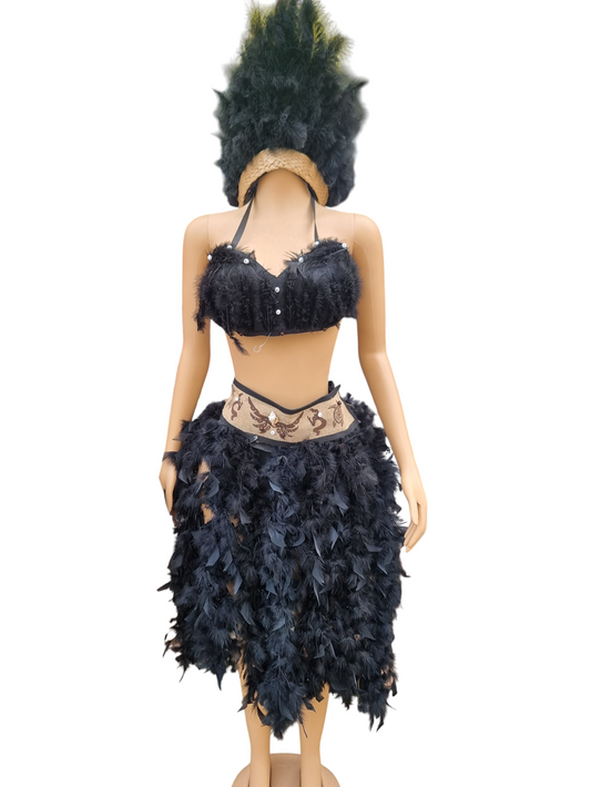 Traje Tipico Pascuense Mujer Juvenil Tallas S M y L De Plumas Negro