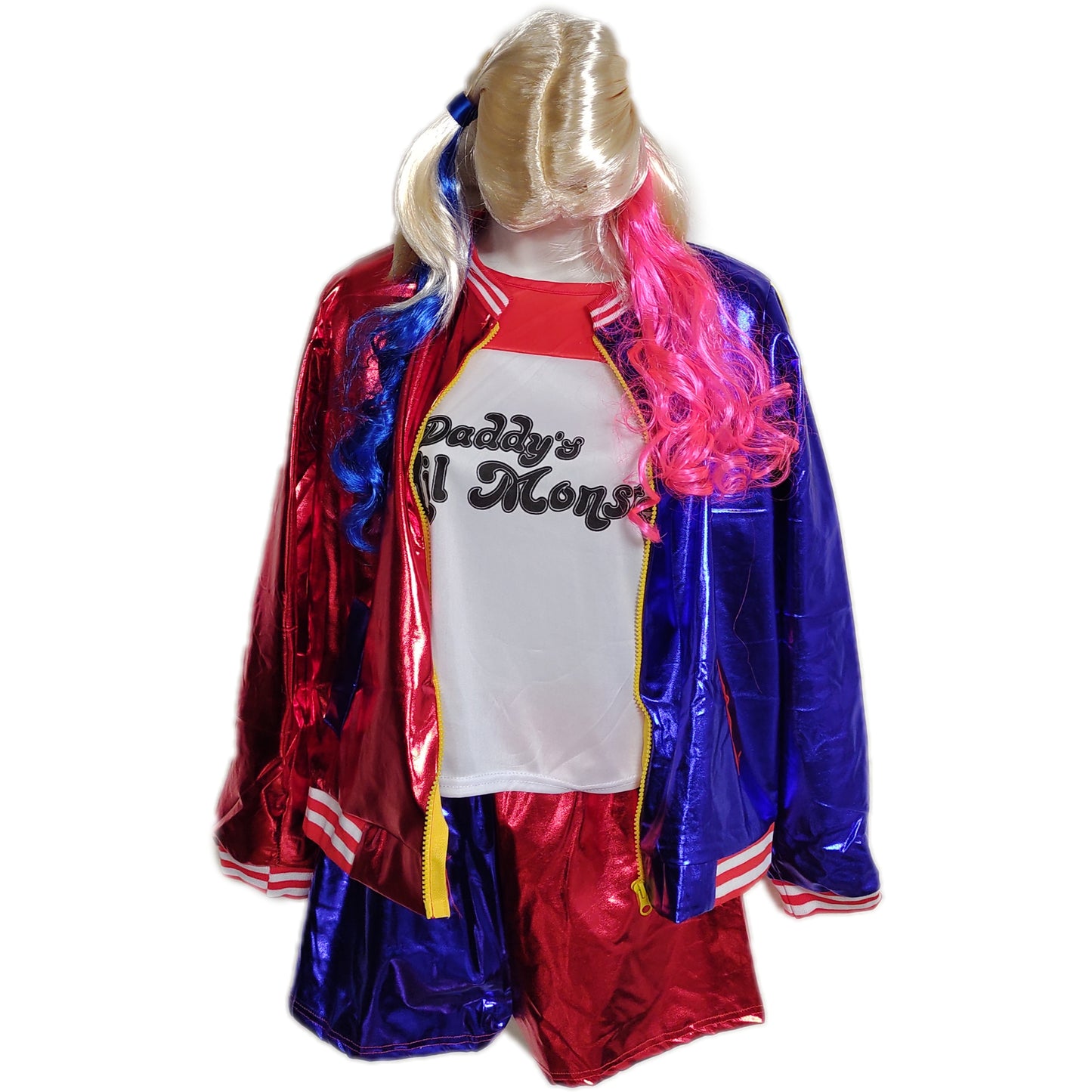 Disfraz Harley Quinn Disfraz Niña Inc. Chaqueta Estampada Peluca Pantalon Guante Polera Tallas 4 A 14, Halloween, Eventos Fiestas, Cosplay