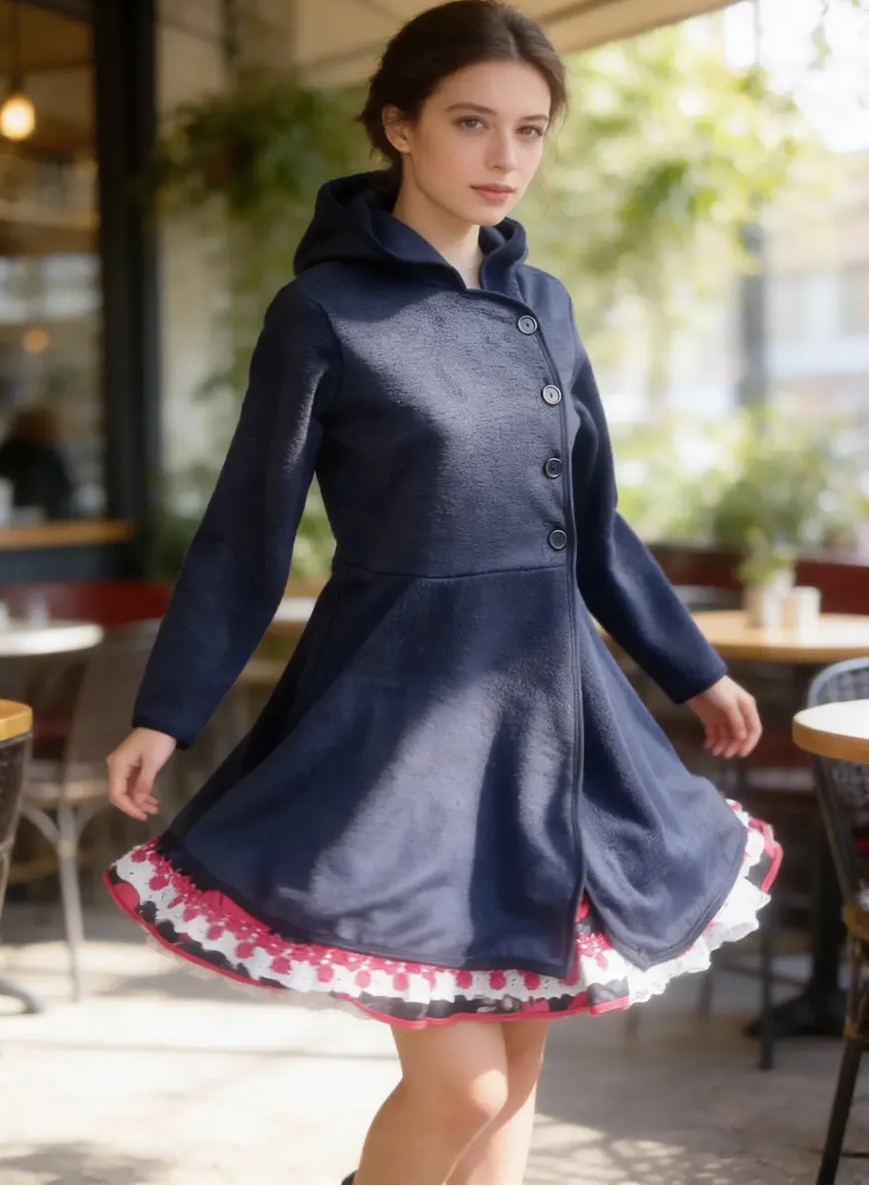 Abrigo Color Azul Oscuro Vestido Huasa Cueca Juvenil Adulto S-M y  L-Xl