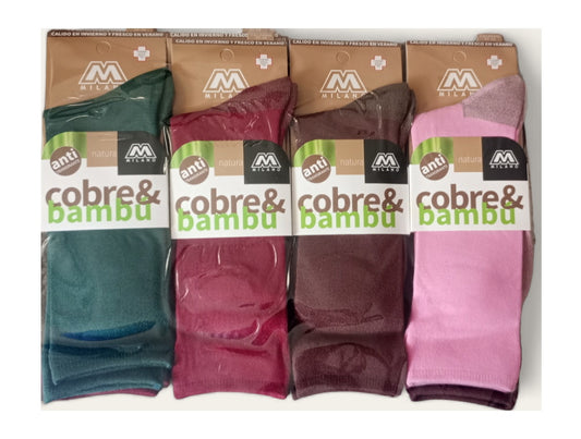 Calcetas Bambu Cobre Mujer Diabeticos Sin Costuras 6 Pares