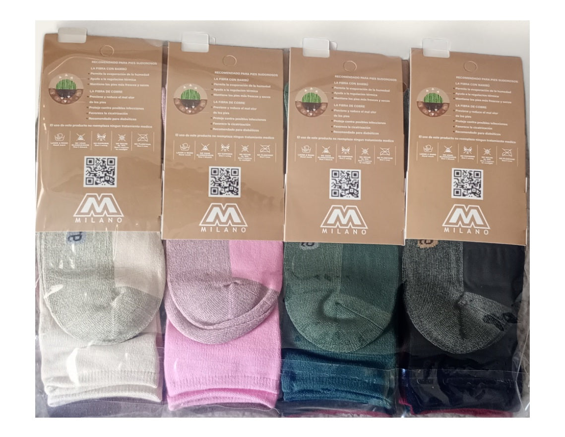 Calcetas Bambu Cobre Mujer Diabeticos Sin Costuras 12 Pares Por Docena