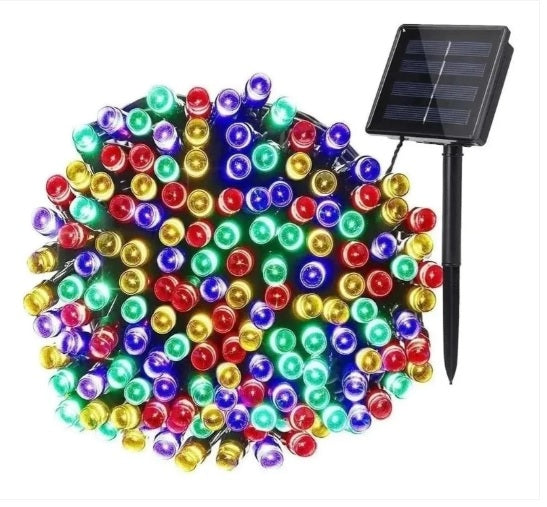 Guirnalda Solar De 200 Luces Led Navidad Decoración Navideña Multicolor, Azul y Blanco Frio