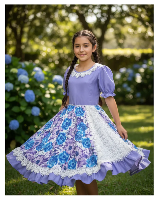 Vestido Huasa Niñas Tallas 10, 12 14 y 16 Juvenil Color Lila Huasita Chinita Envio Gratis