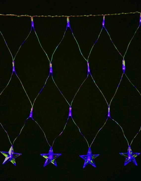 Cascada Malla Led Punta Estrella Cenefa Cubren 8.4 Mts Azul Eventos Navidad Boda